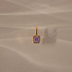 Square Bezel Birthstone Charm Silver 18K Gold Plated