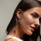 Diamond Aquamarine Pearl Drop Earrings Silver 18K Gold Plated