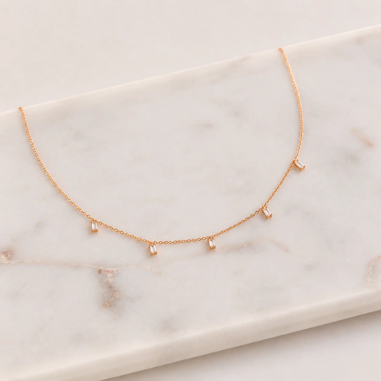 Baguette Station Necklace