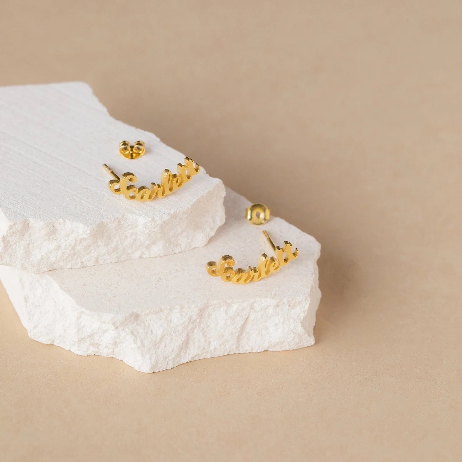 Mellow Name Earrings Silver 18K Gold Plated