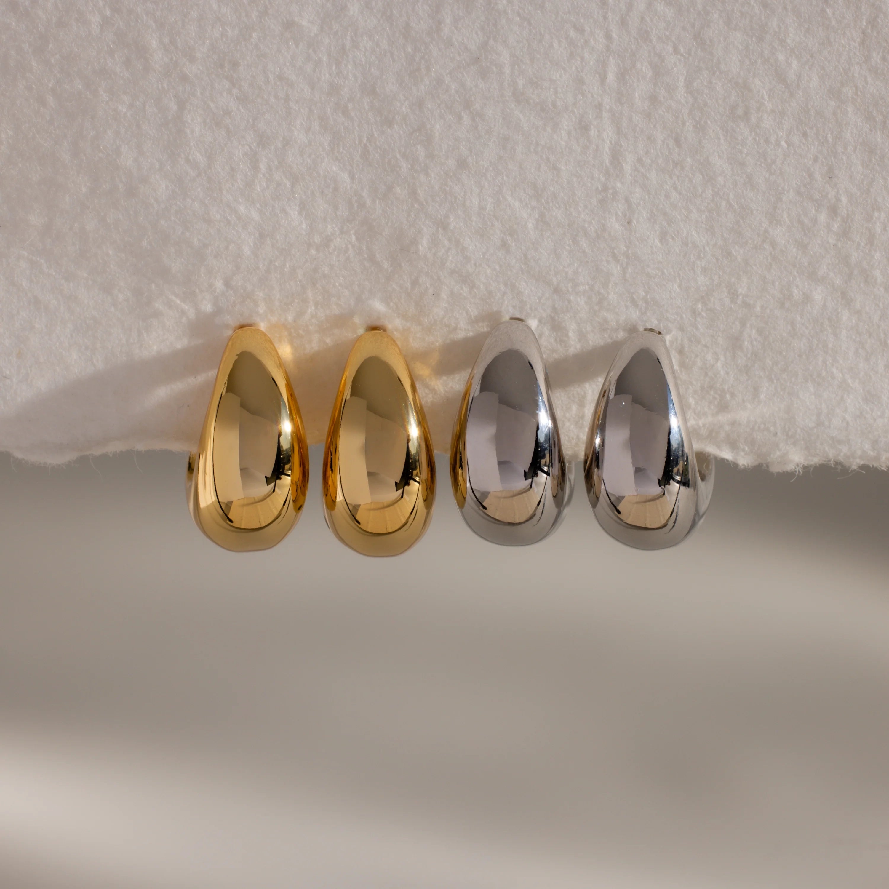 Bold Teardrop Earrings Silver 18K Gold Plated