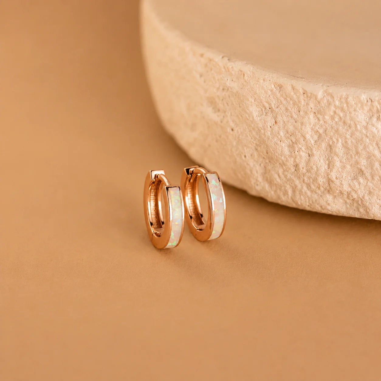White Opal Inlay Huggies