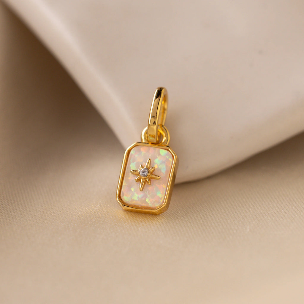 North Star Birthstone Charm Silver 18K Gold Plated