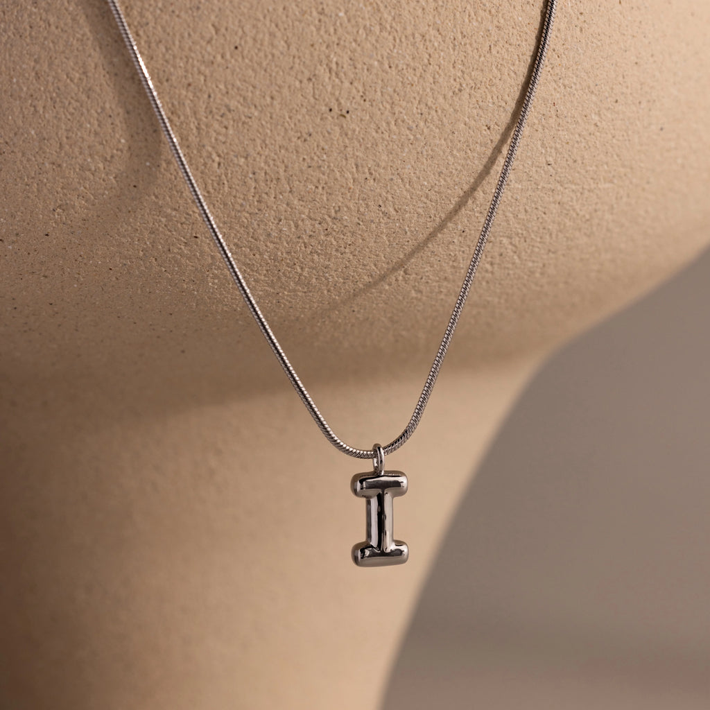 Bubble Letter Necklace Silver 18K Gold Plated