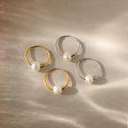 Round Pearl Hoops Silver 18K Gold Plated