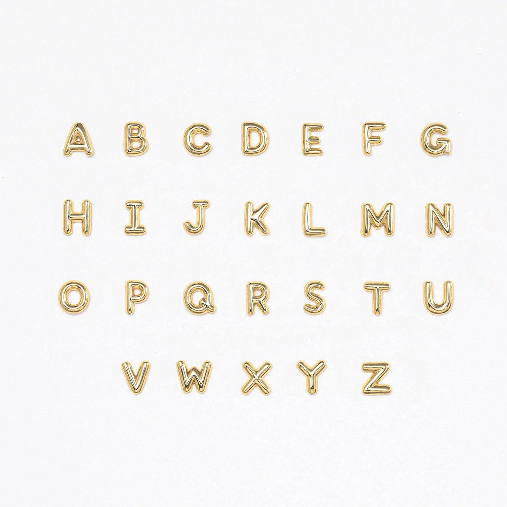 Bubble Initial Flatback Studs Silver 18K Gold Plated