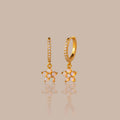 Pave Blossom Drop Huggies Silver 18K Gold Plated