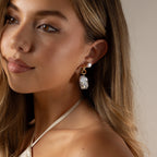 Celestial Baroque Pearl Charm Hoops Silver 18K Gold Plated