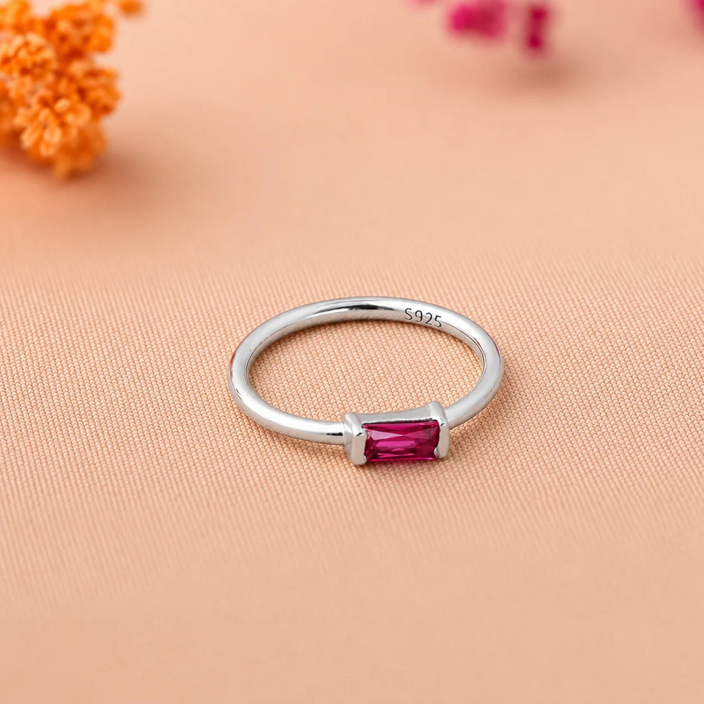 Custom Baguette Birthstone Ring