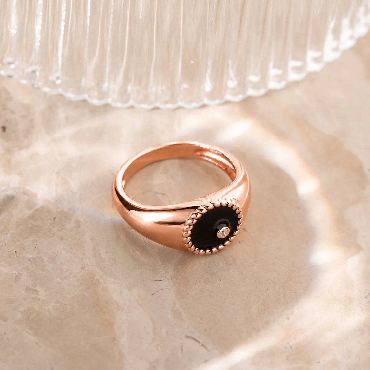 Modern Black Signet Ring