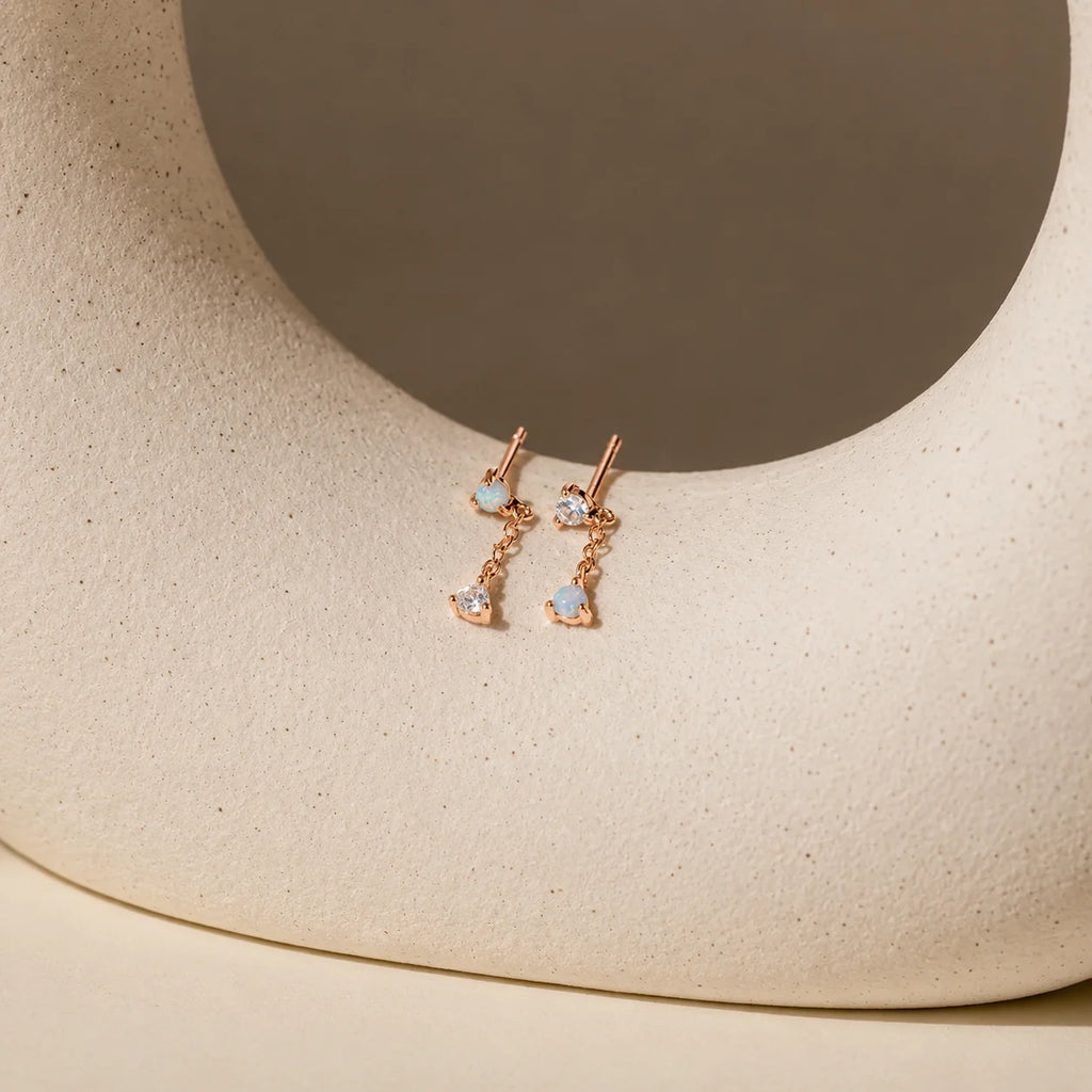 Custom Opal Drop Stud Earrings With Flatback