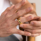 Thick Handwriting Band Silver 18K Gold Plated