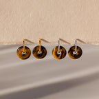 Tiger's Eye Duo Hoops Silver 18K Gold Plated