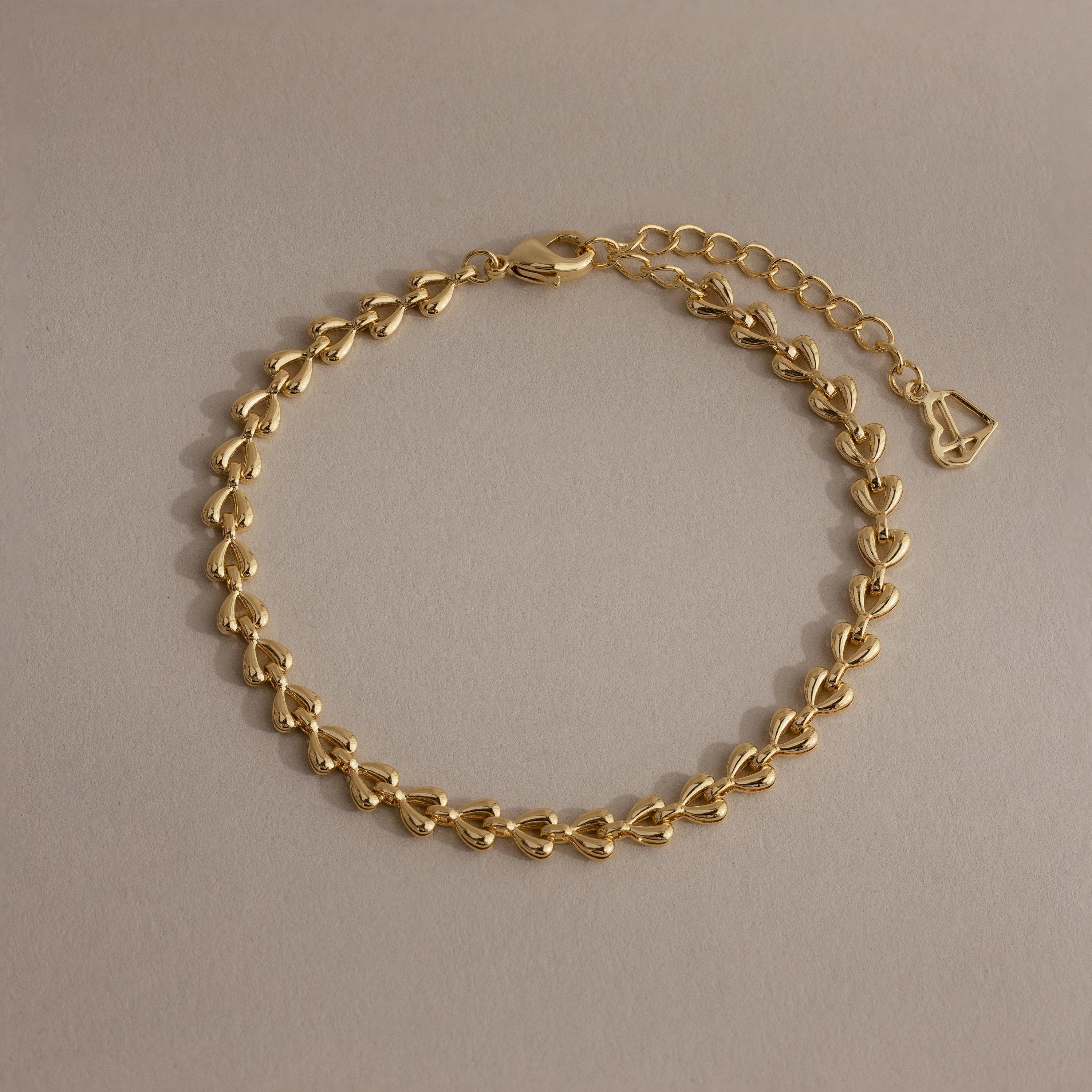 Heart Link Bracelet Silver 18K Gold Plated