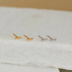 Trio Beaded Bar Studs Silver 18K Gold Plated