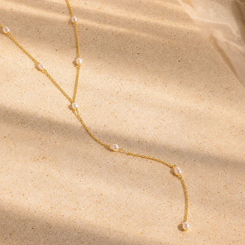 Pearl Station Lariat Necklace