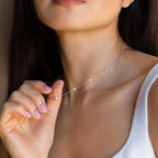Opal Station Necklace Silver 18K Gold Plated