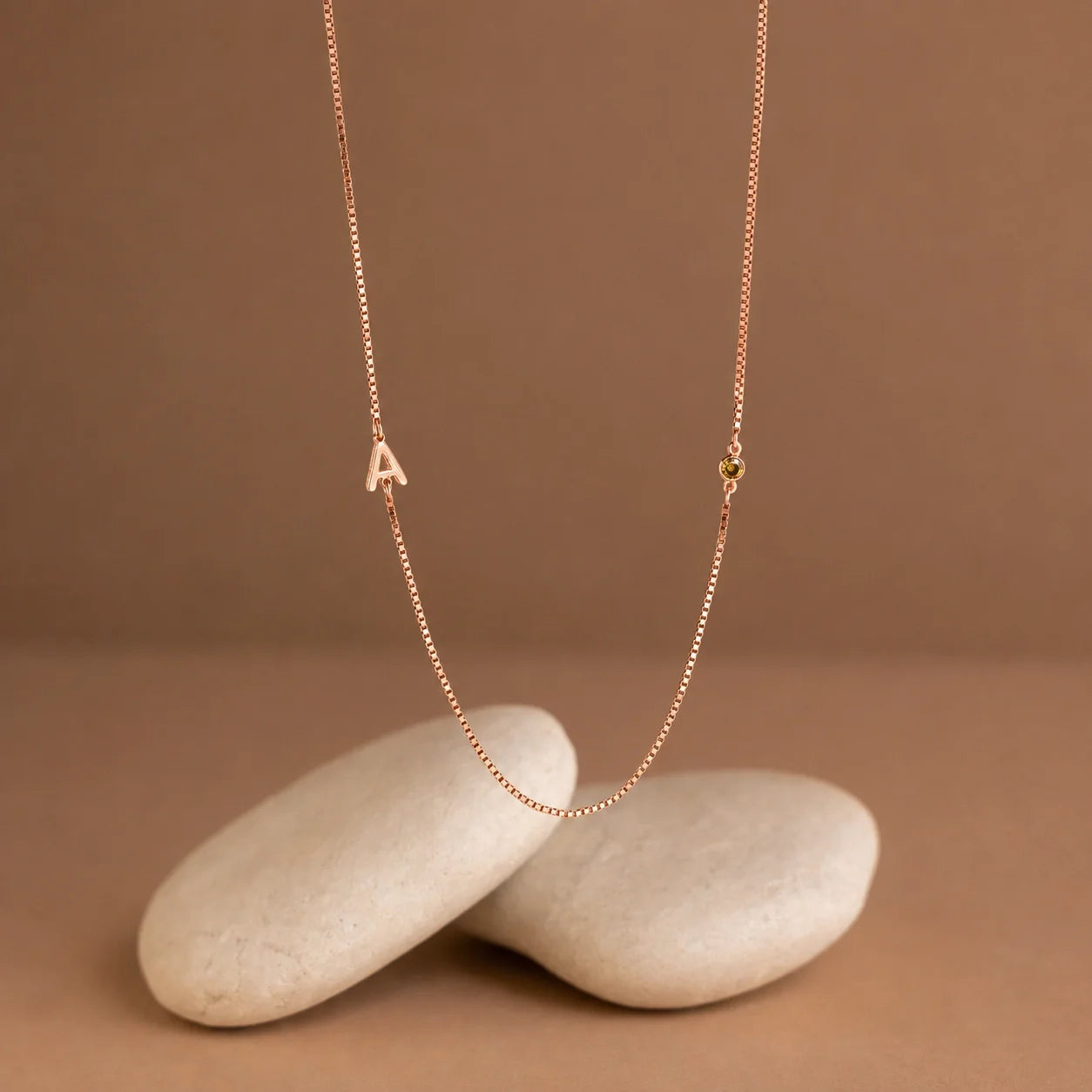 Birthstone Initial Necklace
