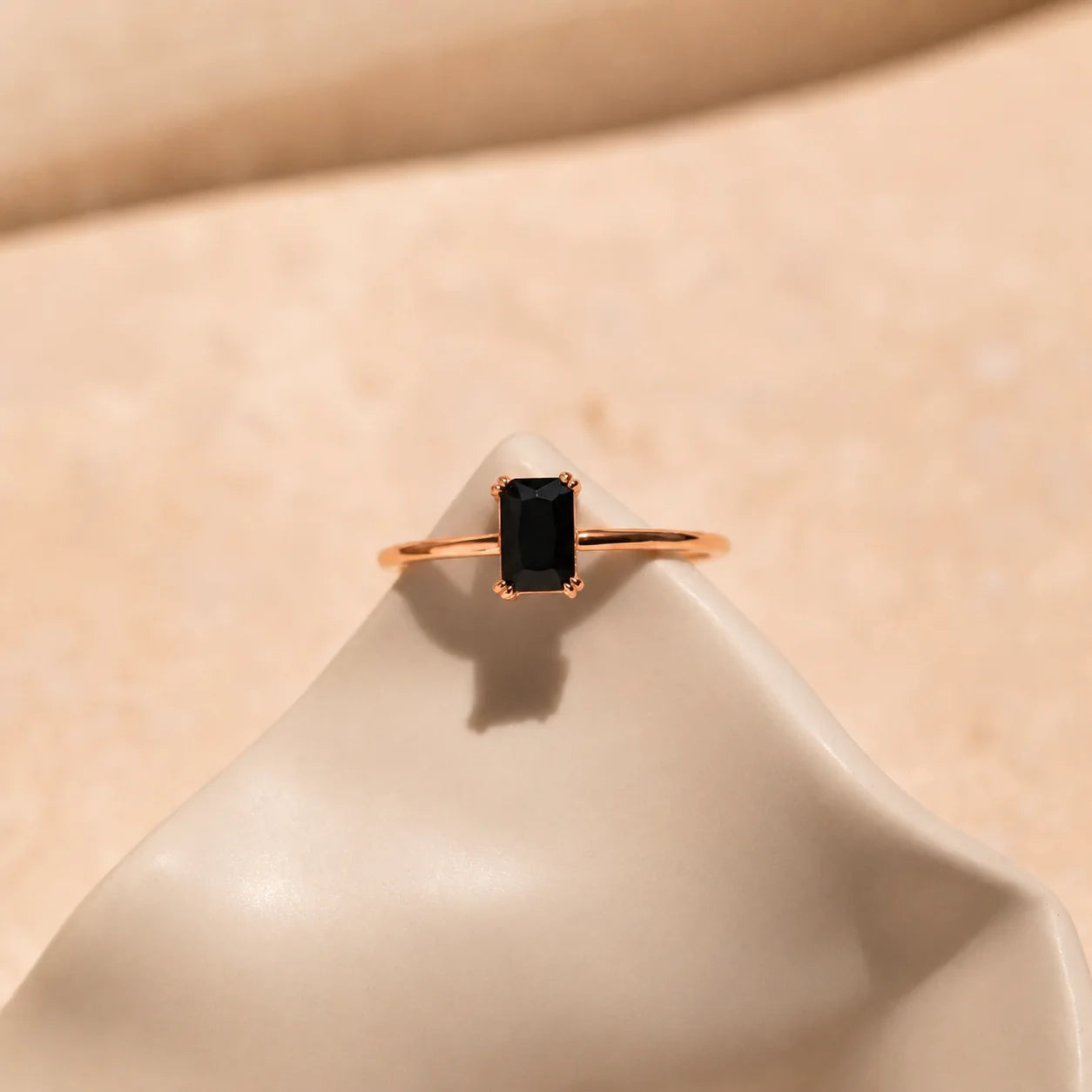 Black Onyx Emerald Ring