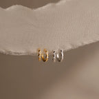 Mini Diamond Sprinkle Huggies Silver 18K Gold Plated