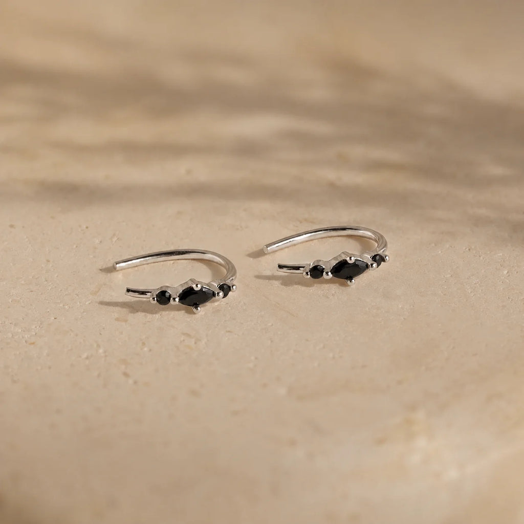 Amaya Black Diamond Threader Earrings