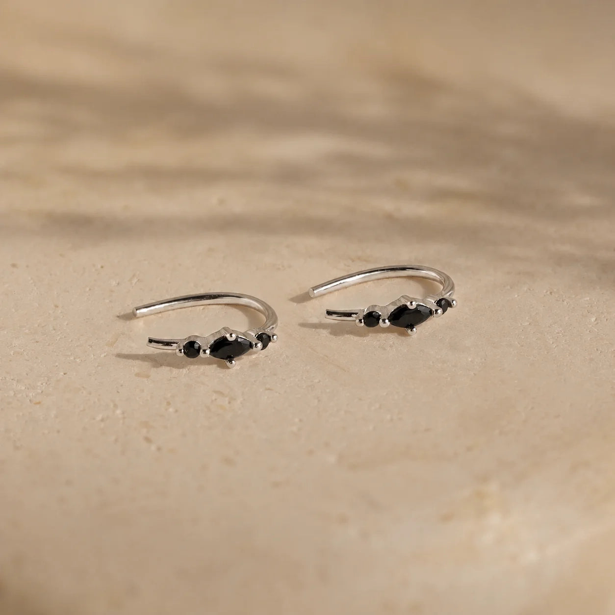Amaya Black Diamond Threader Earrings