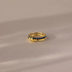 Duo Birthstone Eternity Band Linked Ring Set Silver 18K Gold Plated