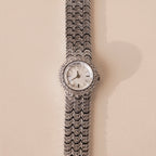 Diamonds Pave Scalloped Timepiece Silver 18K Gold Plated