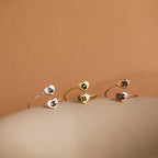 Paw Print Duo Heart Ring Silver 18K Gold Plated