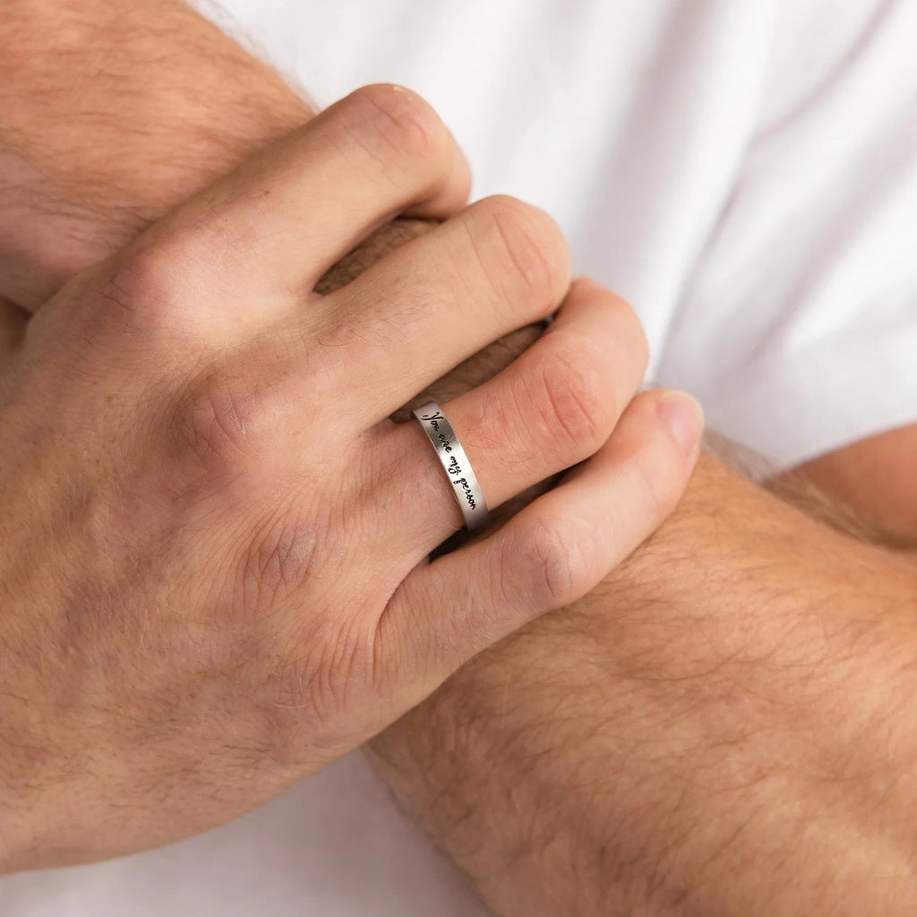 Handwriting Band Silver 18K Gold Plated