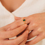Harley Emerald Ring Silver 18K Gold Plated