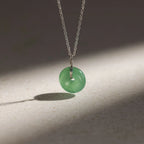 Round Jade Pendant Necklace Silver 18K Gold Plated