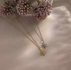 Diamond Snowflake Necklace Silver 18K Gold Plated