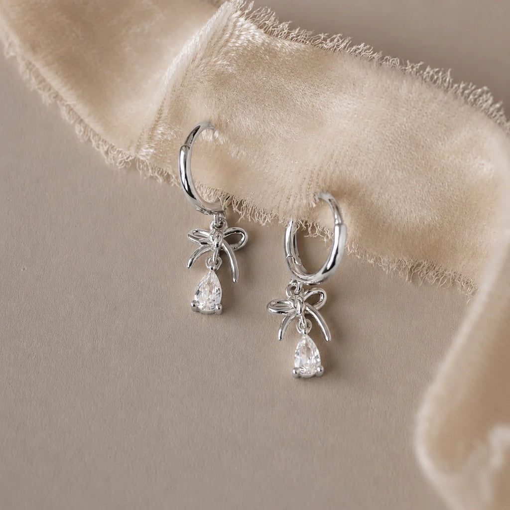 Ribboned Teardrop Hoop Earrings