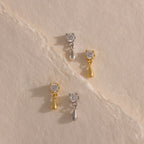 Diamond Droplet Studs Silver 18K Gold Plated