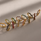 Staggered Marquise Birthstone Ring  Silver 18K Gold Plated