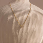 Diamond Bow Necklace  Silver 18K Gold Plated