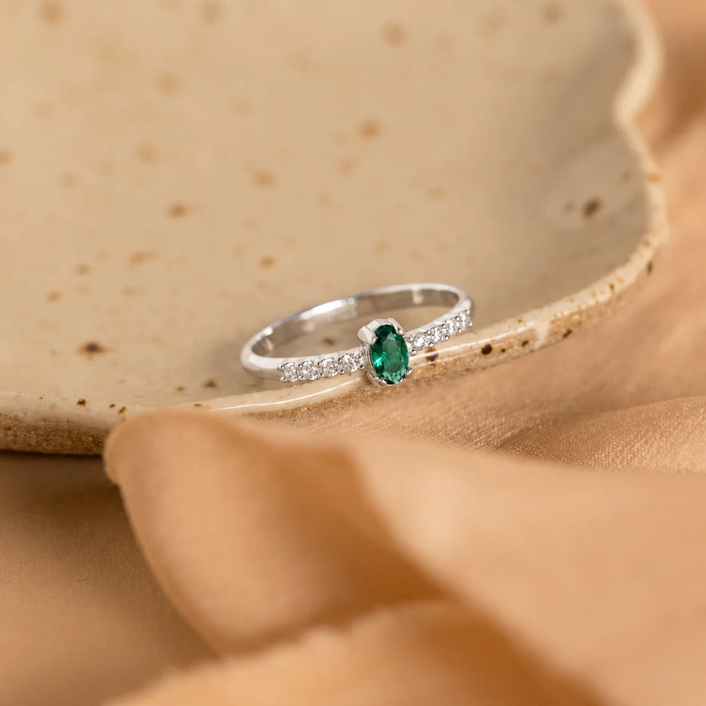 Eternal Elegance: The Pave Oval Birthstone Ring