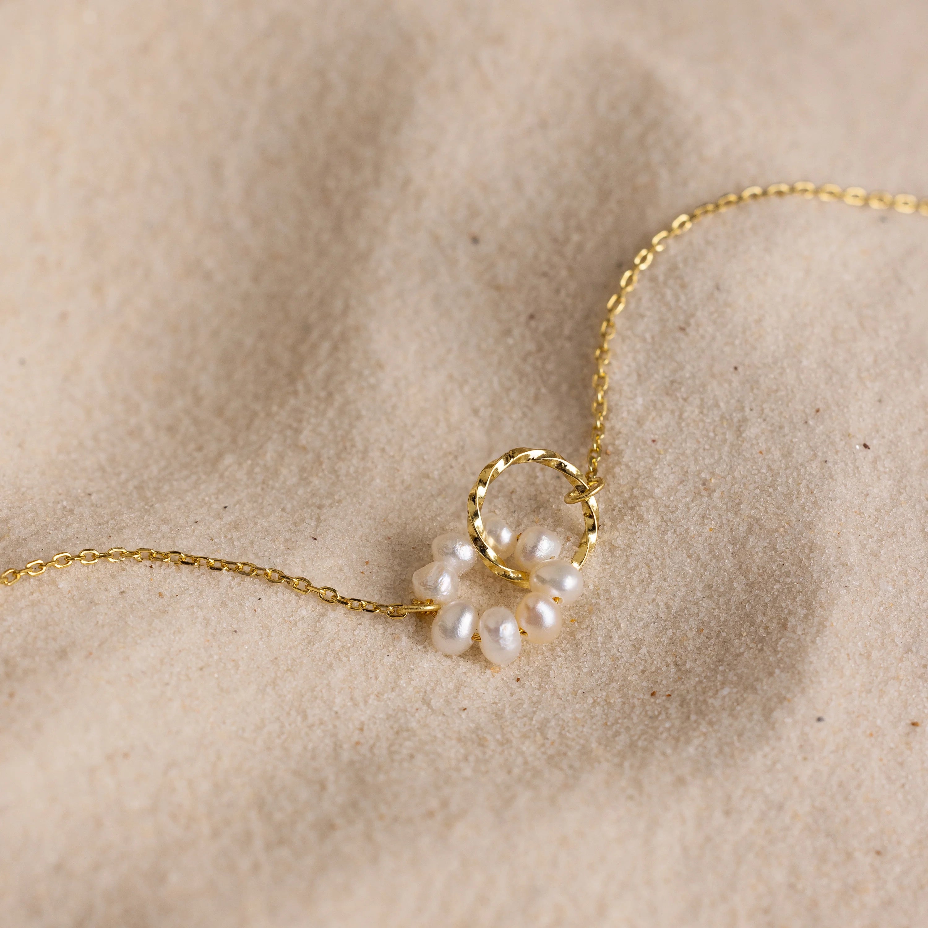 Twisted Pearl Necklace Silver 18K Gold Plated