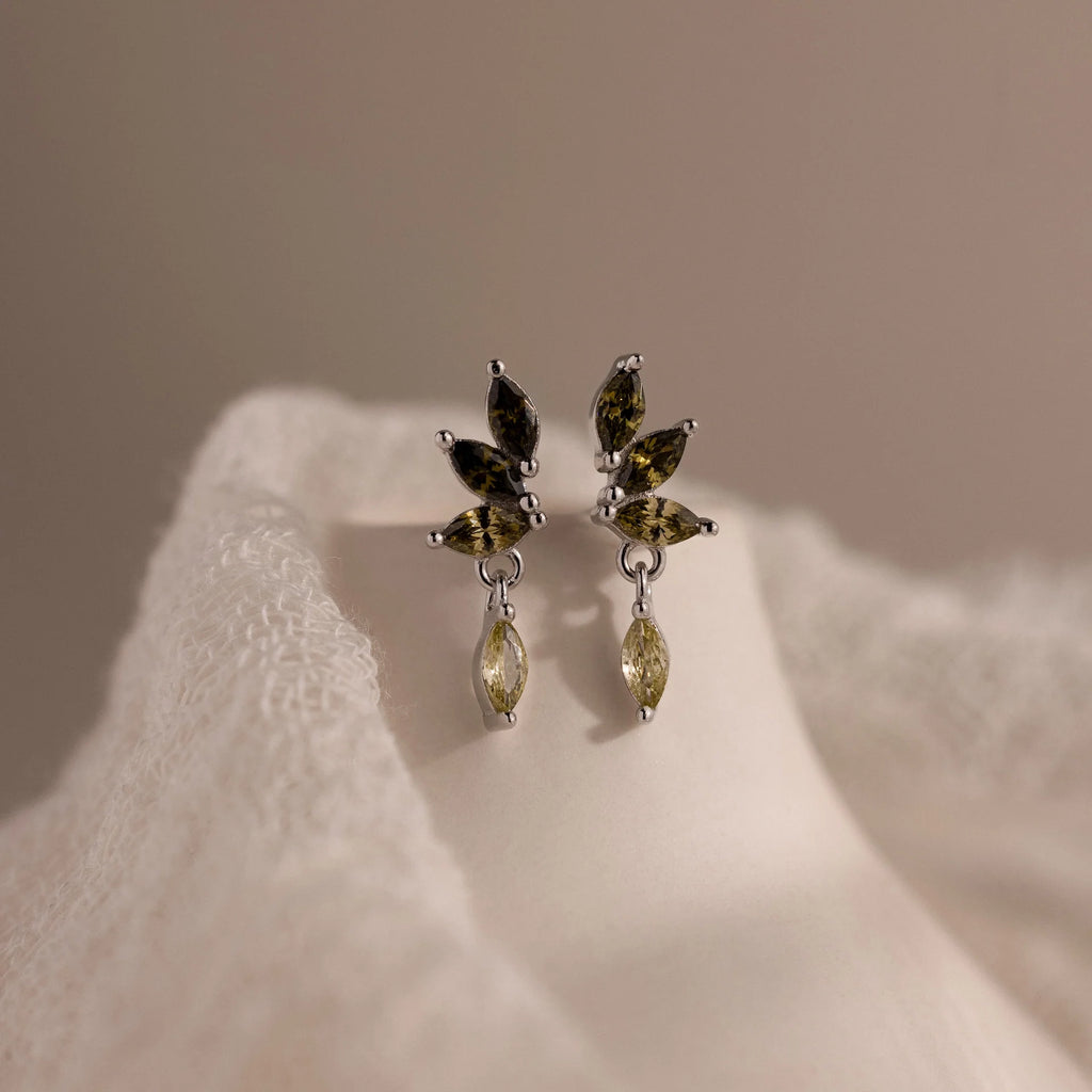 Peridot Marquise Drop Studs Silver 18K Gold Plated