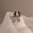 Peridot Marquise Drop Studs Silver 18K Gold Plated