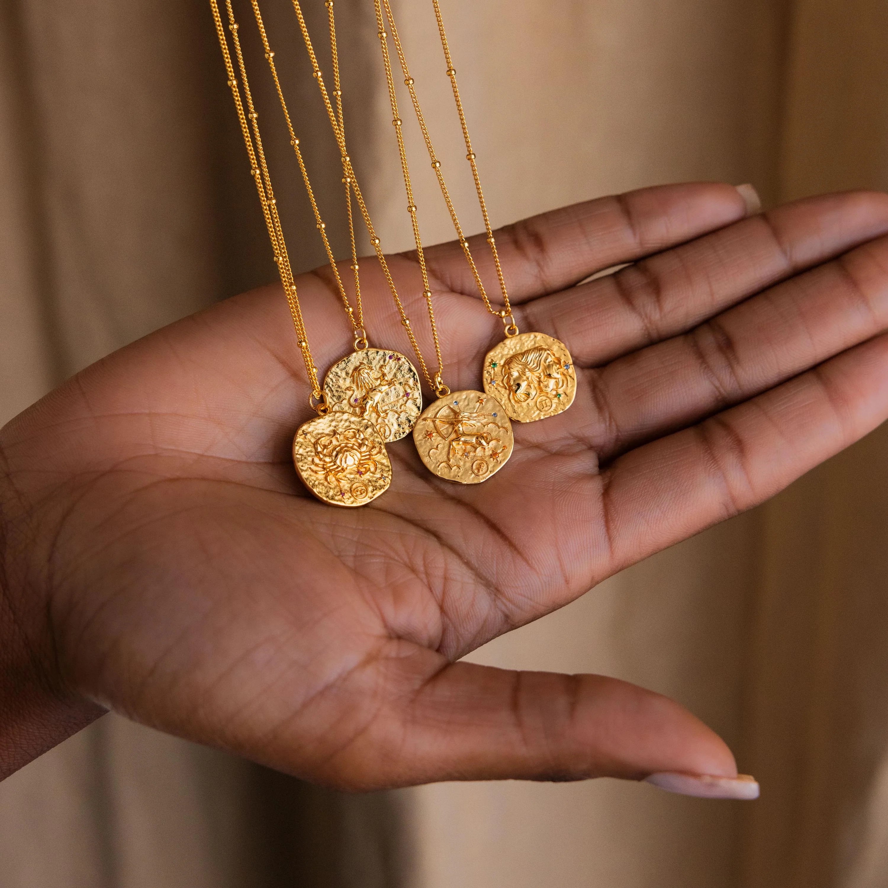 Zodiac Coin Necklace Silver 18K Gold Plated