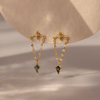 Agate Star Chain Earrings Silver 18K Gold Plated