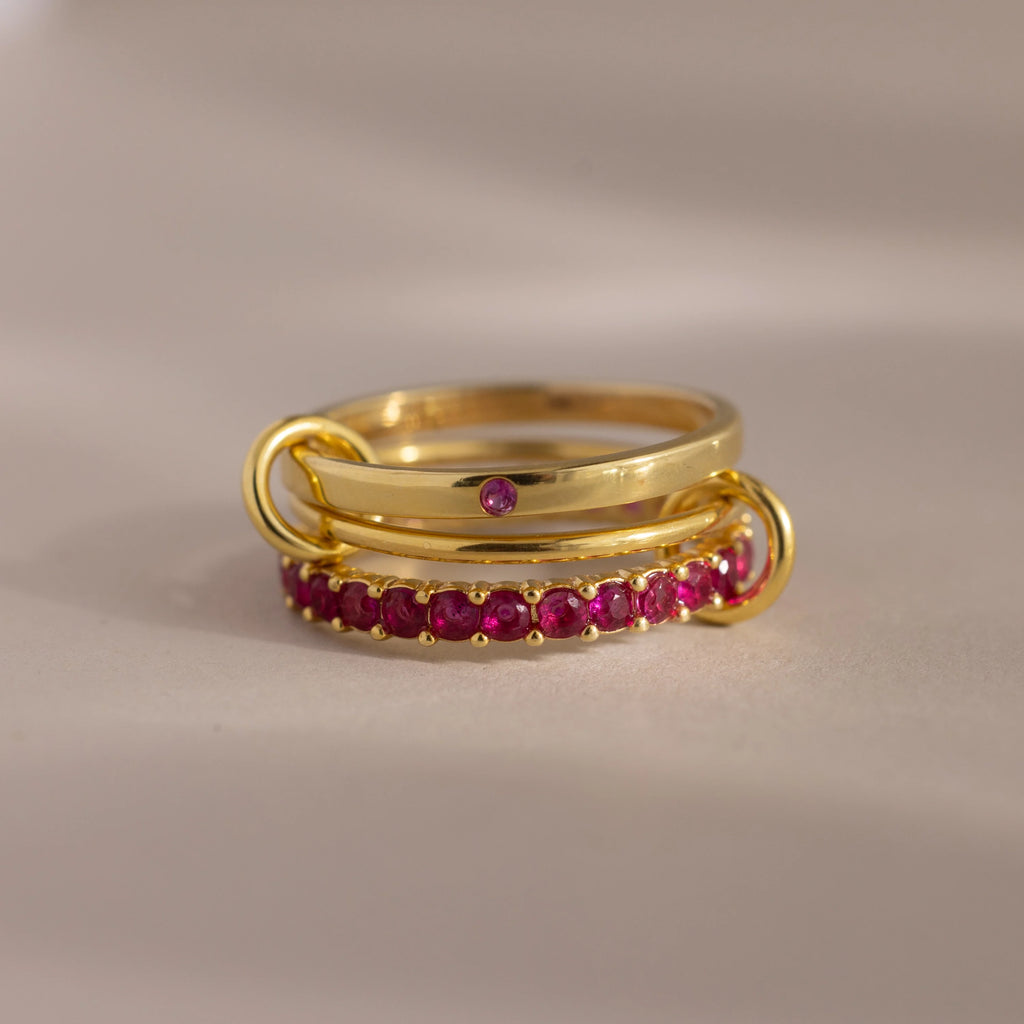 Birthstone Triple Eternity Band Ring Set Silver 18K Gold Plated