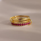 Birthstone Triple Eternity Band Ring Set Silver 18K Gold Plated