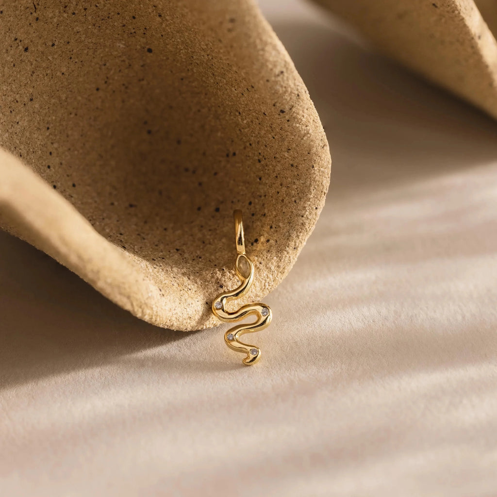 Viper Snake Charm Silver 18K Gold Plated