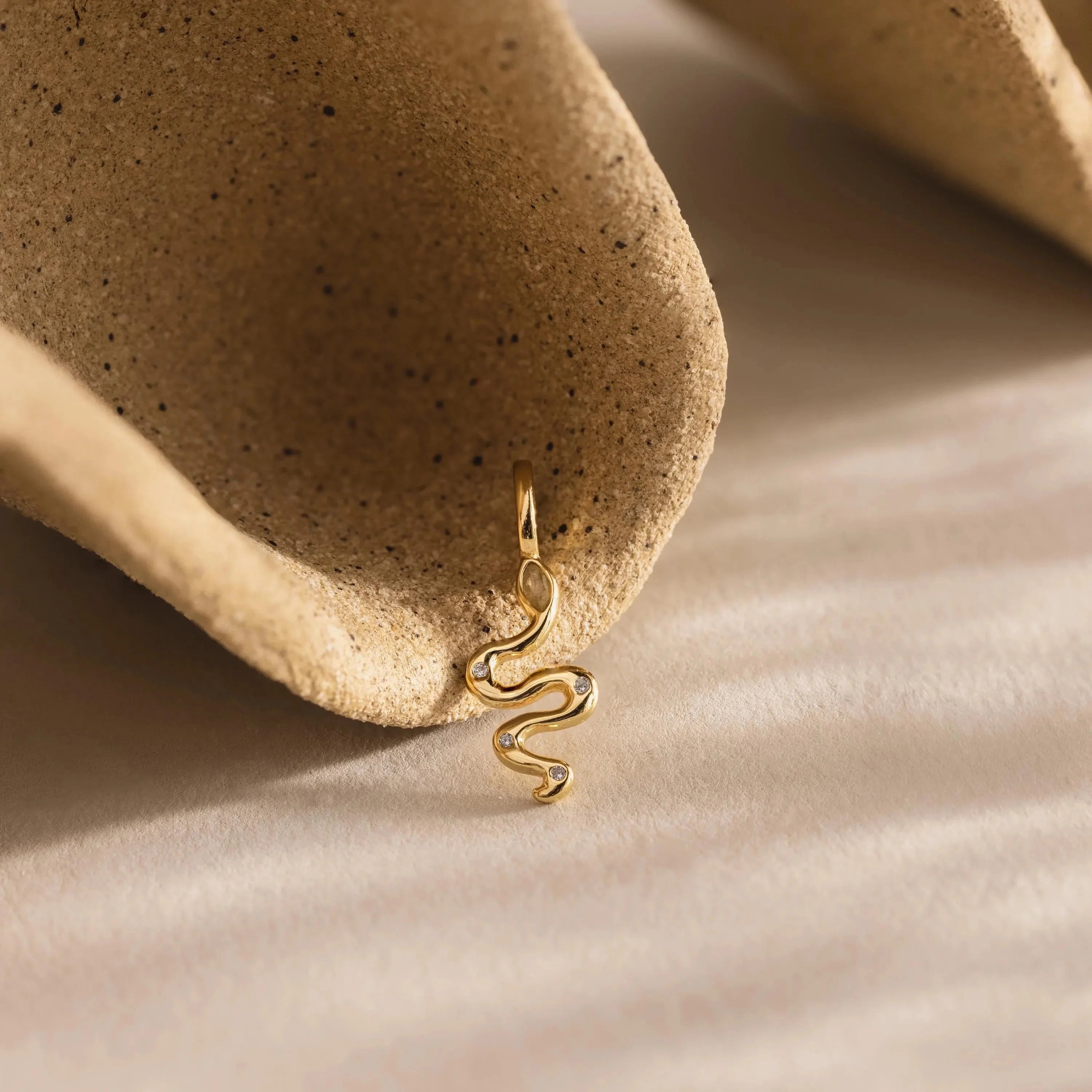 Viper Snake Charm Silver 18K Gold Plated