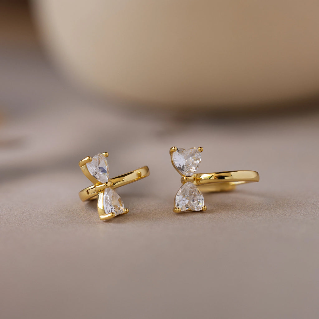 Diamond Bow Huggies Silver 18K Gold Plated