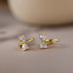 Diamond Bow Huggies Silver 18K Gold Plated