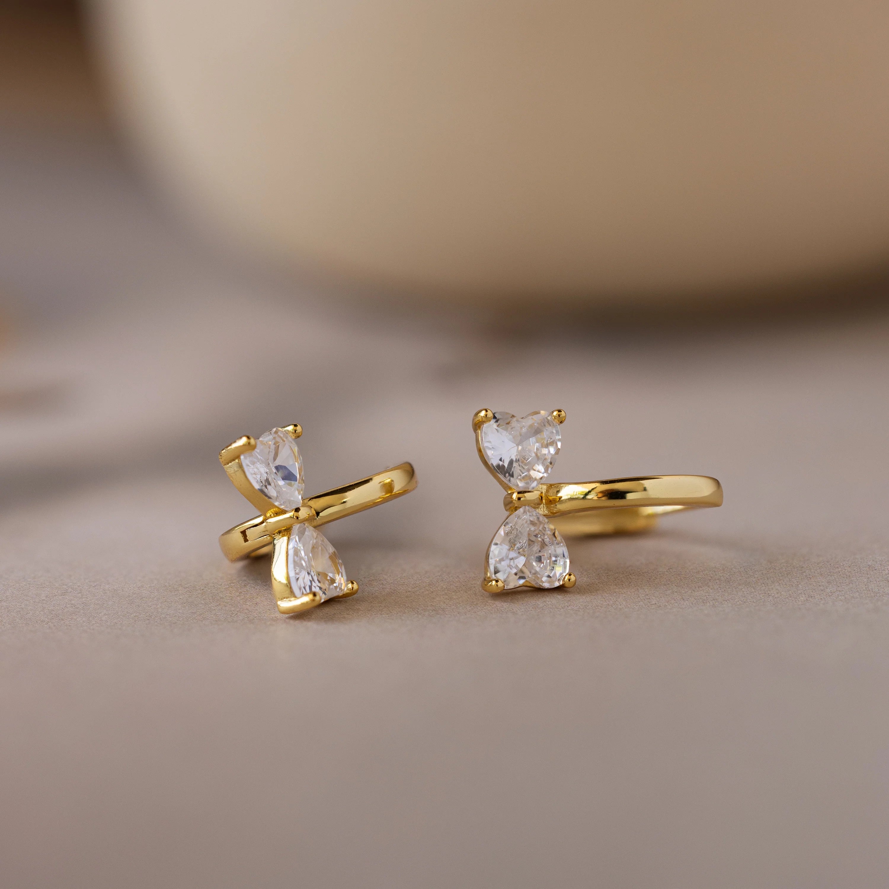 Diamond Bow Huggies Silver 18K Gold Plated